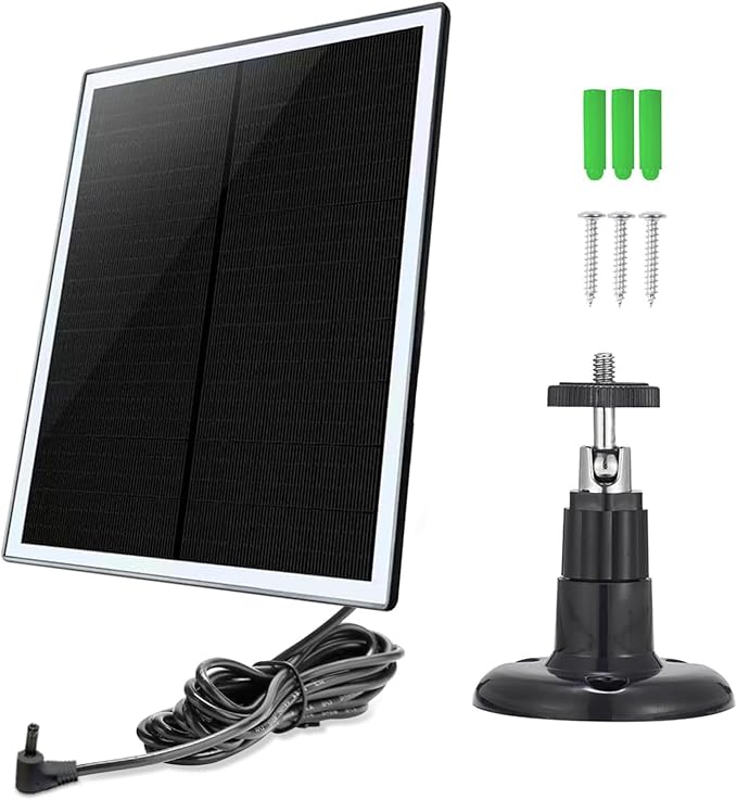 Solar Panel Charger for Ring Camera, Compatible with Ri ng Stick Up Cam Battery, Ring Spotlight Plus/Pro Battery,Waterproof, 5V 6W Fast Charging (Black 1Pack)