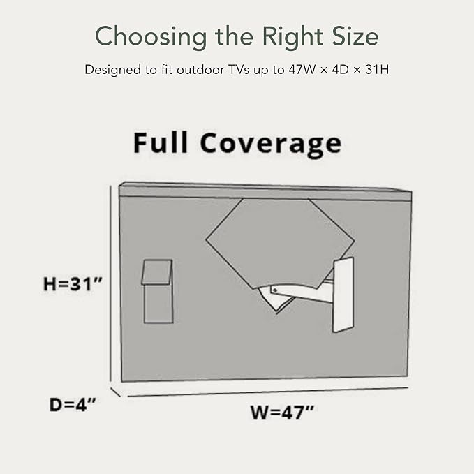 Covermates Outdoor Full TV Cover – Water-Resistant All-Weather Protection for Mounted & Freestanding TVs, 12-Gauge Vinyl with Remote Pocket & Secure Touch Fastener Closure, 50-54 Inches, Classic Tan