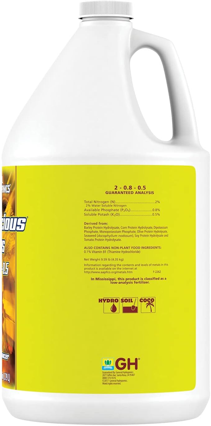 General Hydroponics HGC732207 Floralicious Plus Vitality Enhancer Plant Nutrient 1-Gallon Yellow, General Hydroponics Floralicious Plus for Gardening, 1-Gallon