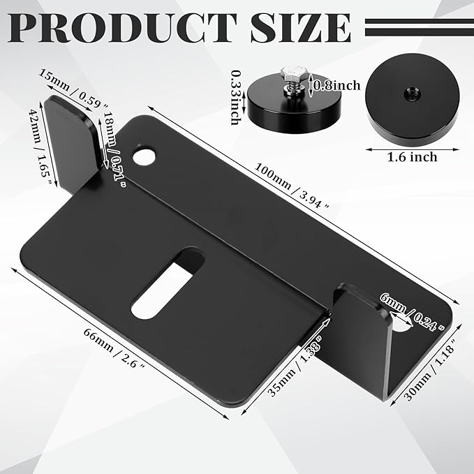 1200 Lbs No Drill Magnetic Solar Panel Mount Bracket Solar Panel Mounting Z Brackets for Sheds, Roofs, Walls, Boats, Trucks, Trailers Lightweight Aluminum Corrosion-Free(Black, 4 Pack)