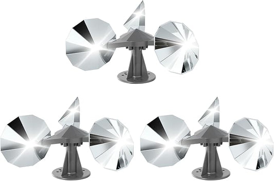 OFFO 3 PCS Bird Scare Reflective Device, Bird Reflector with Plastic Base for Outside, Keep Pigeon Woodpeckers and Sparrows Away for Outdoor Boats Roofs Gardens