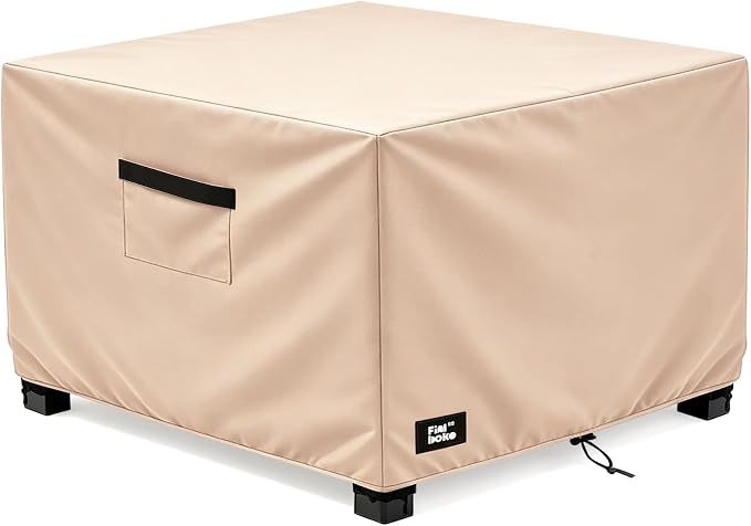 Patio Square Table Cover,40Wx40Dx23H Inches 100% Waterproof Heavy Duty Outdoor Coffee Table Cover,Light Brown Minimalism Style Outdoor Furniture Covers