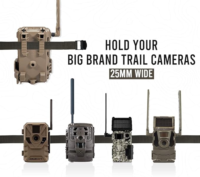 Trail Camera Straps, Upperosey Game Cam Mounting Strap with Long-Lasting Alloy Buckle, Nylon Fiber Strap for Wildlife Trail Camera Accessory, 25mm Width* 6 ft. Long, 2-Pack, Brown