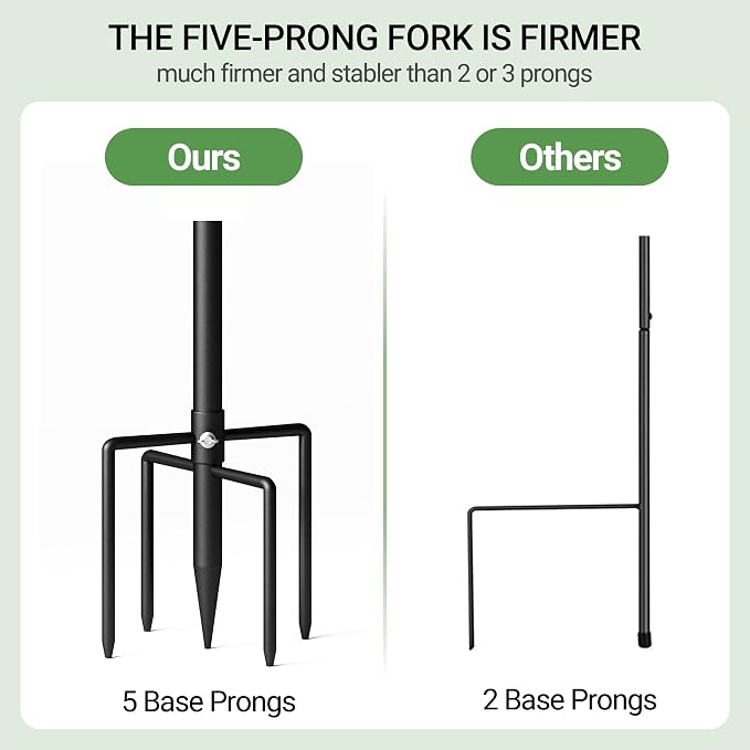 Shepherd Hook for Outdoor, Heavy Duty Bird Feeder Pole with 5 Prong Base, Adjustable Height Bird Feeder Stand Ideal for Hanging Bird Feeders, Plant, and Garden Decorations