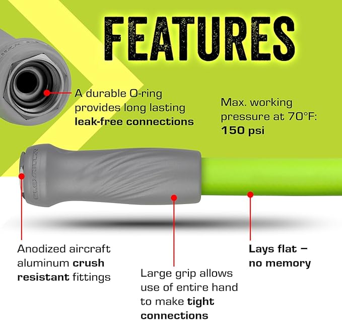 Flexzilla Garden Hose with SwivelGrip, 5/8 in. x 25 ft., Lightweight All-Weather Water Hose, Durable and Flexible, Leak-Free Connections