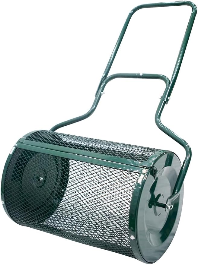 Thunderbay 24" Compost Spreader Garden Backyard Push/Tow-Behind Roller Lawn Fertilizer Peat Moss Spreader
