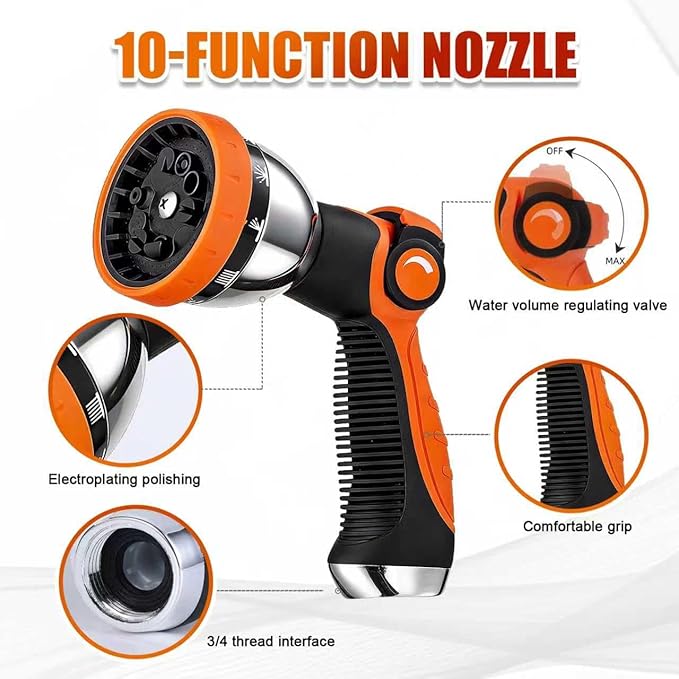 Garden Hose 25ft, Non-Expanding Lightweight Kink-Free Water Hose, Flexible Outdoor Hose with Aluminum Fittings, Abrasion Resistant & Easy to Store for Yard, Lawn, Car Washing, Watering