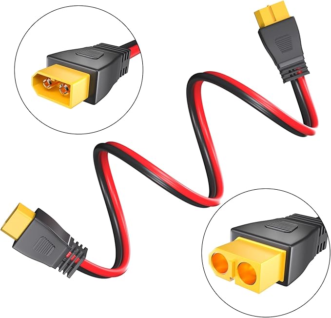 Goupchn XT60 Male to Female Connector 12AWG 10ft Extension Cable for RC Battery, Battery Pack, Solar Generator, Portable Power Station and Solar Panel