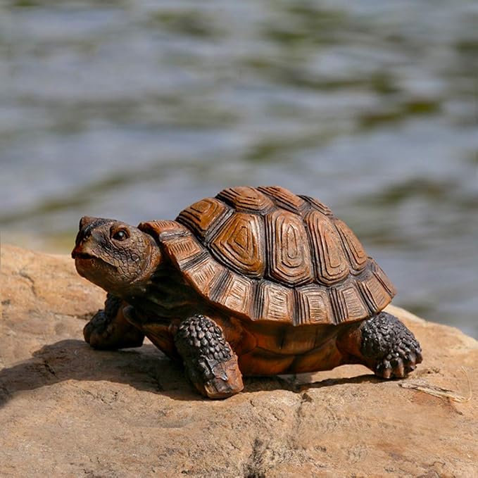 Danmu 1Pc of Polyresin Tortoise Statue Garden Statues, Outdoor Statues, Garden Ornaments, Yard Statue Decor (M 7 4/5" x 5 1/2" x 3 9/10")