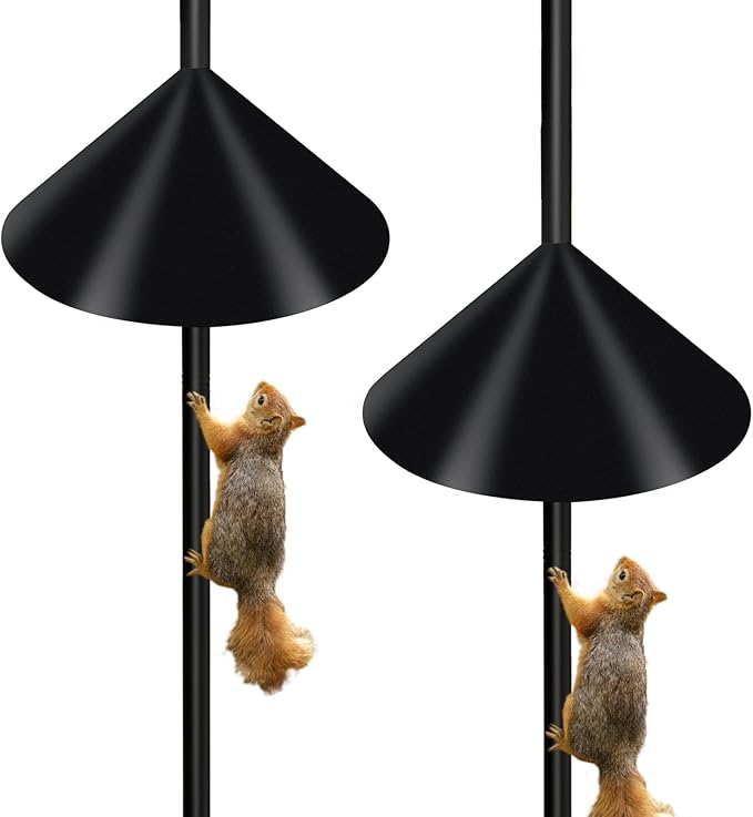 Wider Squirrel Baffle for Bird Feeder Pole, Raccoons Rodents Guard Stopper for Outside Shepherd Hooks, Easy Assembly Baffle for Bird Feeding Pole (16Inch 2 Pack Glossy Black)