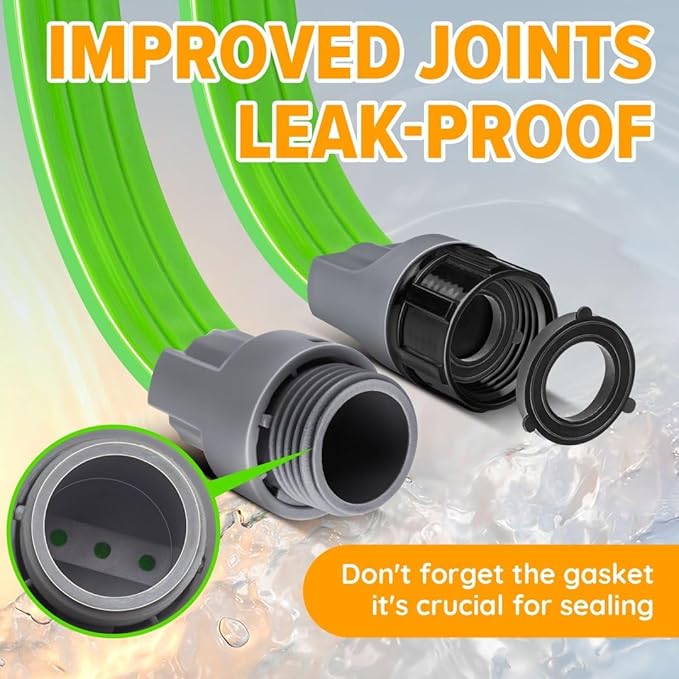 LAVEVE Heavy Duty Sprinkler Soaker Hose 30 FT, Flat Garden Hose with Holes, Efficient Flexible Irrigation Hose for Yard, Lawn and Garden, Includes Stakes (15FT x 2Pack)
