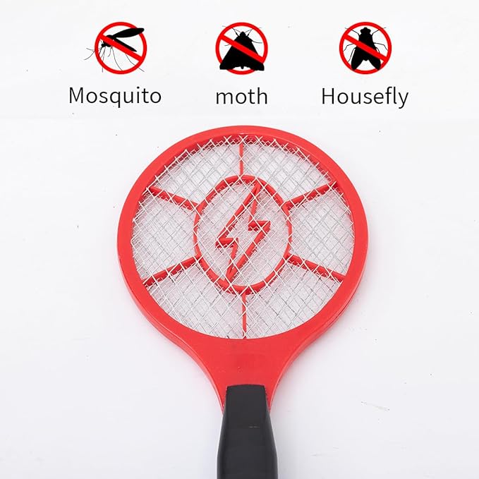 Electric Fly Swatter 2 Pack (Red & Blue), Battery Powered Bug Zapper Racket for Mosquitoes & Flies, Safe Protective Mesh, Indoor & Outdoor Use, Batteries Not Included