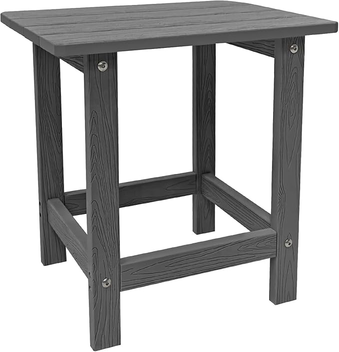 Meluvici Outdoor Side Table, HDPS Single Adirondack Side Table Weather Resistant, Table for Adirondack Chair, Outside End Table for Patio, Pool, Deck, Porch, Outdoor or Indoor Use, Grey