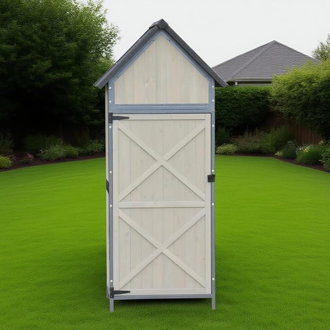 Outdoor Storage Sheds,Wooden Garden Shed with Metal Frame Structure and Adjustable Shelves,Large Capacity Storage Tool Cabinet Box for Backyard Garden Patio Lawn