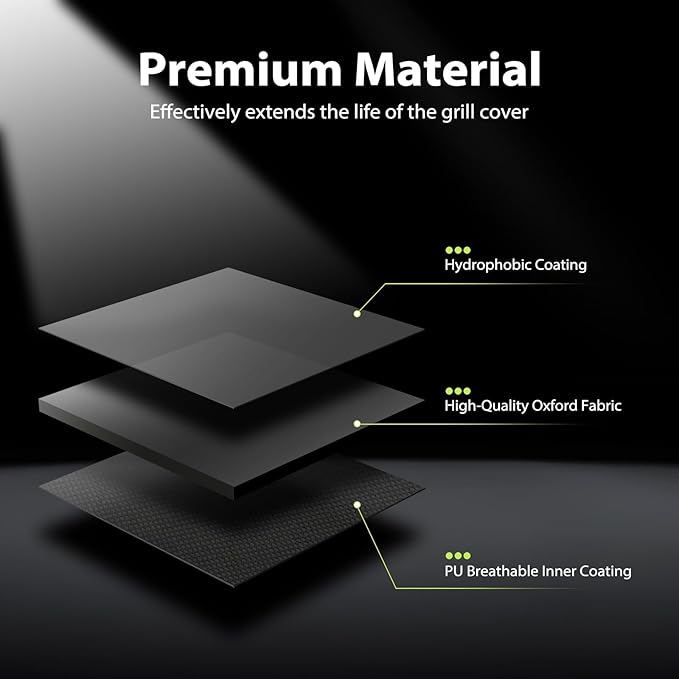 TOPCROWN Grill Cover for Outdoor Grill, Universal Fit 45"-75" BBQ Gas Grill Waterproof Anti-UV Oxford Fabric Windproof Design with Adjustable Straps, Fits Weber/Char-Broil/Nexgrill and More (52")