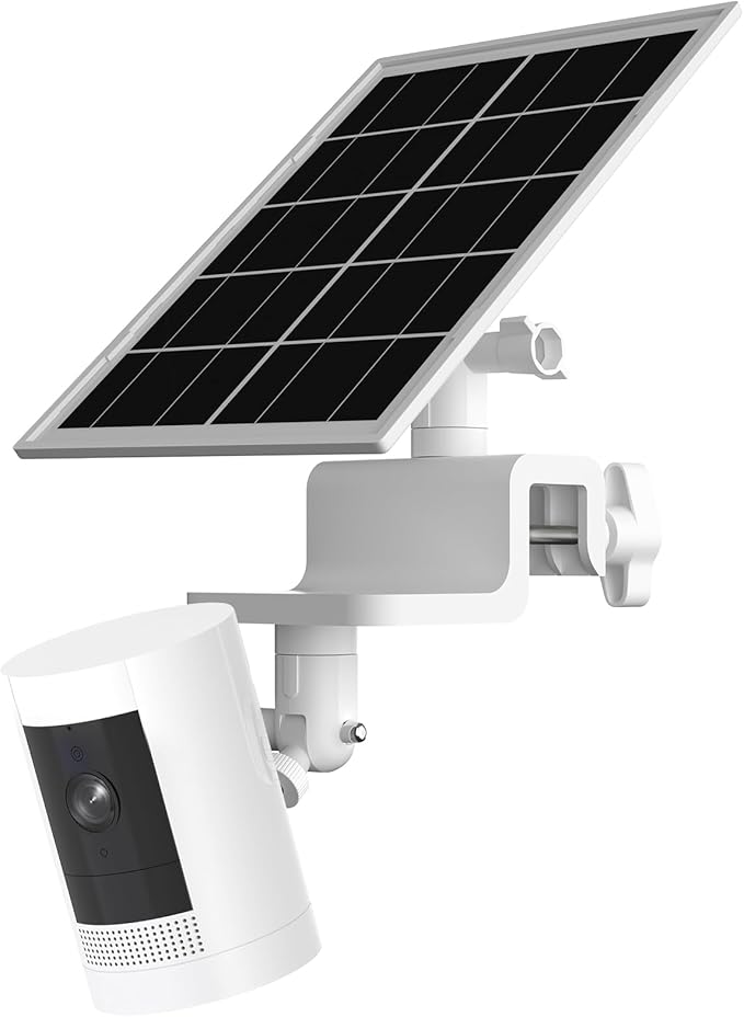 7W Solar Panel with Gutter Mount for Ring Cameras, Stick Up Cam, Stick Up Cam Pro, Outdoor Cam Plus Battery, Spotlight Cam Plus/Pro with Waterproof Cable and USB-C to Barrel Plug Adapter (White)