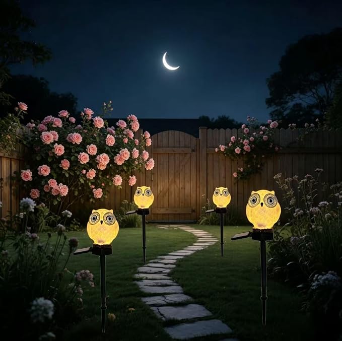 Solar Garden Lights Outdoor Waterproof，Cute owl-Shaped Decorative Lamp for Balcony, Terrace, Lawn, Garden, Courtyard.