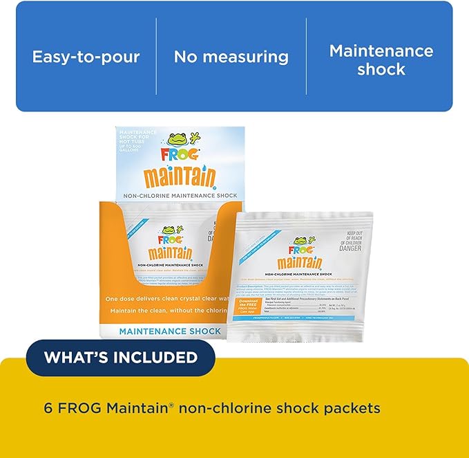 FROG Maintain for Hot Tubs - Non-Chlorine Shock for use with All Hot Tub FROG Sanitizing Systems - Single Dose Packets for Easy Hot Tub Maintenance & Treatment - 6 Pack
