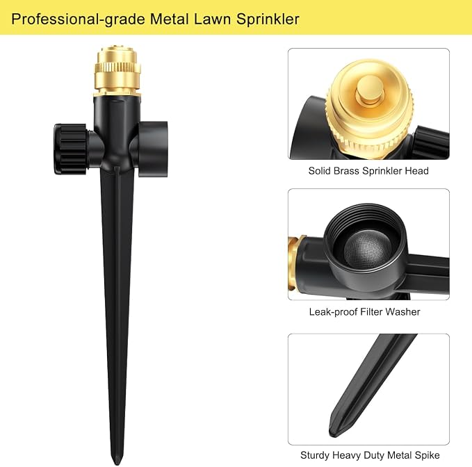 FANHAO Professional Garden Hose Nozzle + 2 Pack Lawn Sprinkler