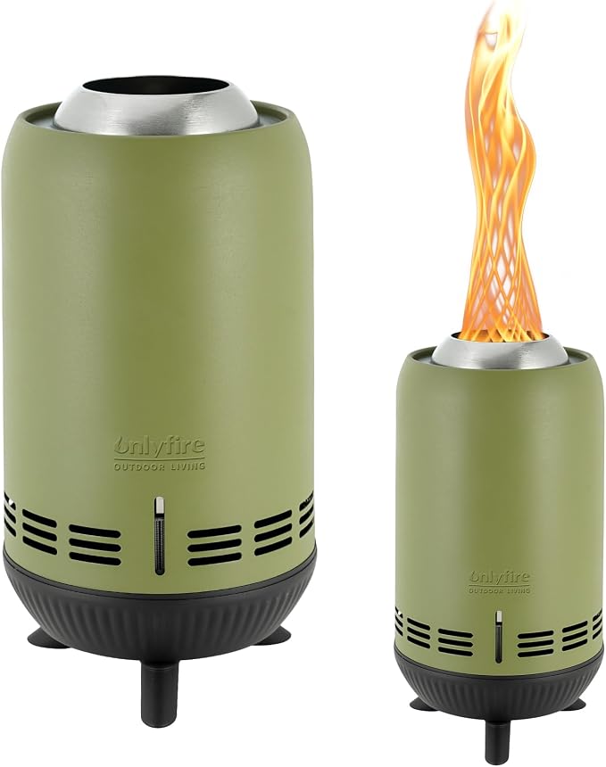 12" Tabletop Fireplace with Carrying Bag, Portable Fire Pit for Camping RV Tailgating Patio Backyard Bonfire, Smokeless Camp Stove, Stainless Steel, #FP054 Green