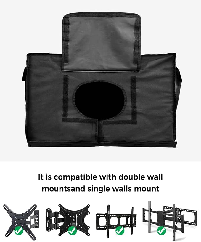 American Police Flag Outdoor TV Cover - 48 to 50 Inches, Weatherproof & Waterproof, Blue White, Enclosure with Remote Control Pocket, Law Enforcement Officers TV Screen Protector
