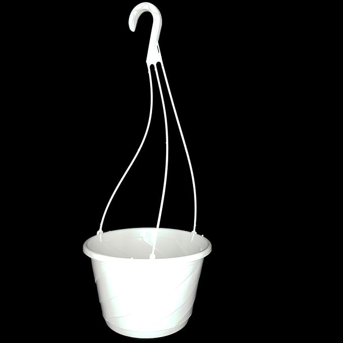 10" Diameter Contempo Swirl Hanging Basket, Green or White, by Landmark Plastics (10, White)