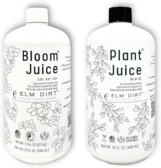 Elm Dirt Bloom & Plant Juice Liquid Fertilizer Bundle - Bloom Booster & Organic Fertilizer for All Plants | Bloom & Plant Fertilizer, Outdoor & Indoor Plant Food for House Plants, Plant Nutrients