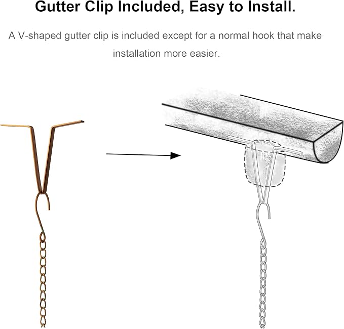 Glitzhome 8.5 FT Fish Shaped Rain Chains, Faux Copper Patina Finish Rain Chains for Gutters with 9 Fish, Adjustable Rain Catcher Chain with V-Shaped Gutter