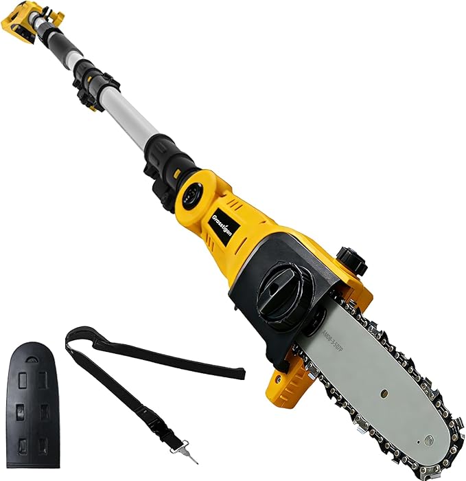 Grasstigon 8" Cordless Pole Saw Compatible with Dewalt 20V Battery | Electric Pole Saw Battery Powered, Tool-Free Tensioning, 14 FT Reach Pole Chainsaw for Tree Trimming Wood Cutting Tool Only