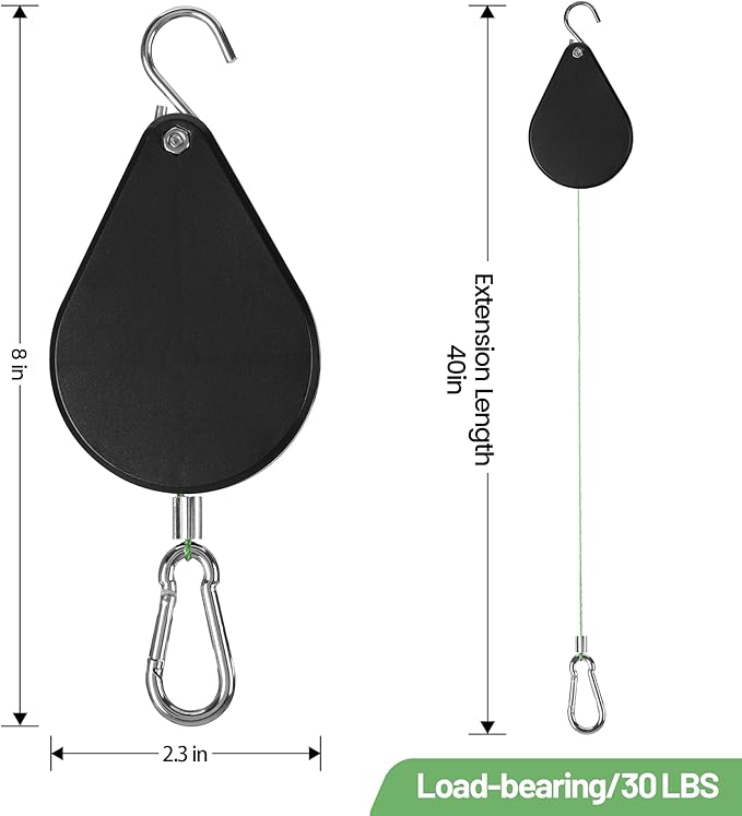 Retractable Plant Hanger - Upgrade Plant Pulleys for Hanging Plants, Easy to Raise and Lower, Suitable for Garden Flower Pots, Hanging Planter, Bird Feeder（Black, 4 PCS）