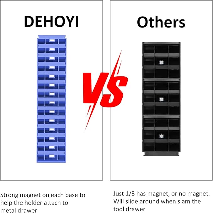 DEHOYI 48 pcs MAGNETIC Modular Wrench Organizers for Tool Drawers - Wrench Rack with Metric&SAE Labels, Perfect Tool Storage Holder. Gift for father, brother and boyfriend (with magnet)