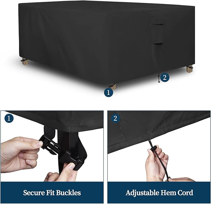 Easy-Going Square Patio Furniture Cover Waterproof Outdoor Dining Table and Chair Cover Anti-UV Outside Sectional Sofa Set Covers (76"L x 76"W x 28"H, Black)