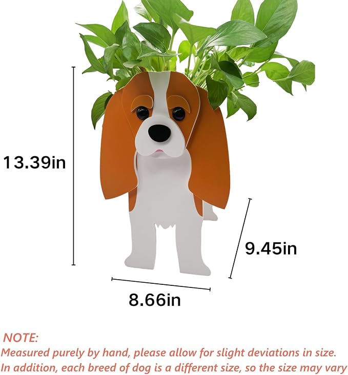 Brown King Cavalier Dog Planter Plant Pots,Cute Dog Flower Planter,Gifts for Pet Lovers,Unique Animal Plant Pots,Office,Indoor Outdoor Garden Decor（9.45 * 8.66 * 13.39in）