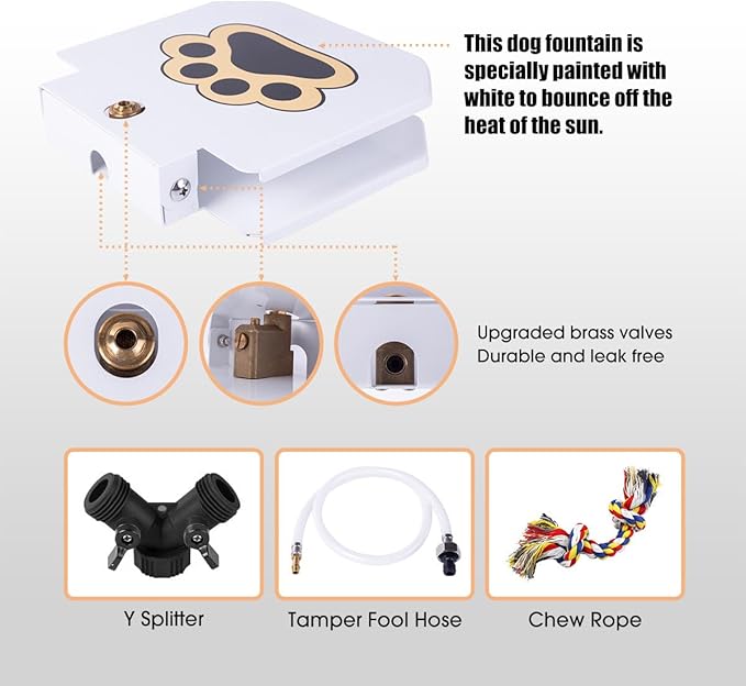 BACOENG Outdoor Dog Water Fountain Step On, Dog Sprinkler Paw Activated for Large Dogs, Pet Drinking Water Fountain with Upgraded Valve