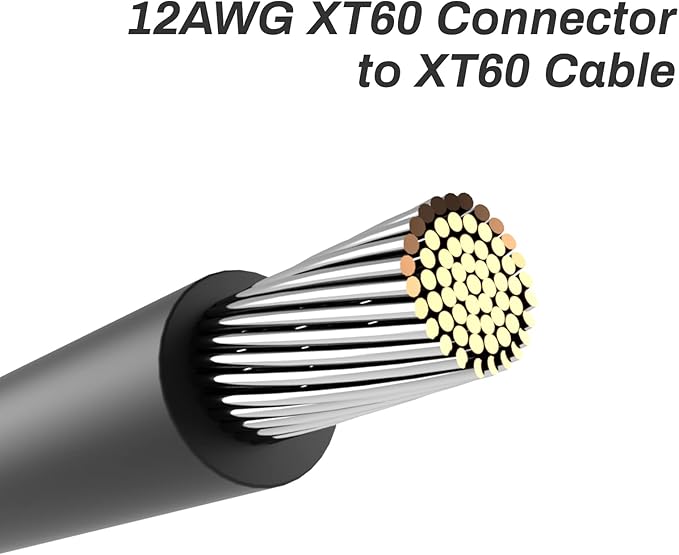 Goupchn XT60 Male to Female Connector 12AWG 10ft Extension Cable for RC Battery, Battery Pack, Solar Generator, Portable Power Station and Solar Panel