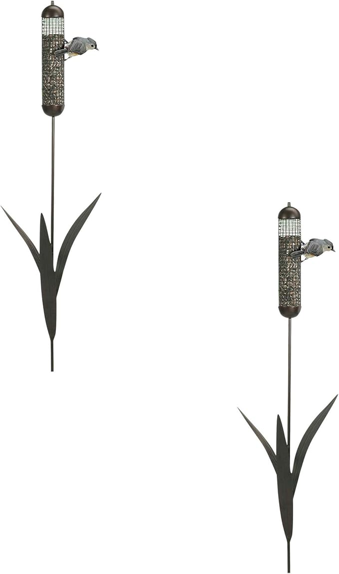 Woodlink 36-Inch Tall 0.50-Pound Capacity Portable Cattail Stake Bird Feeder with Metal Mesh Cage and Twist-Off Cap (2 Pack)