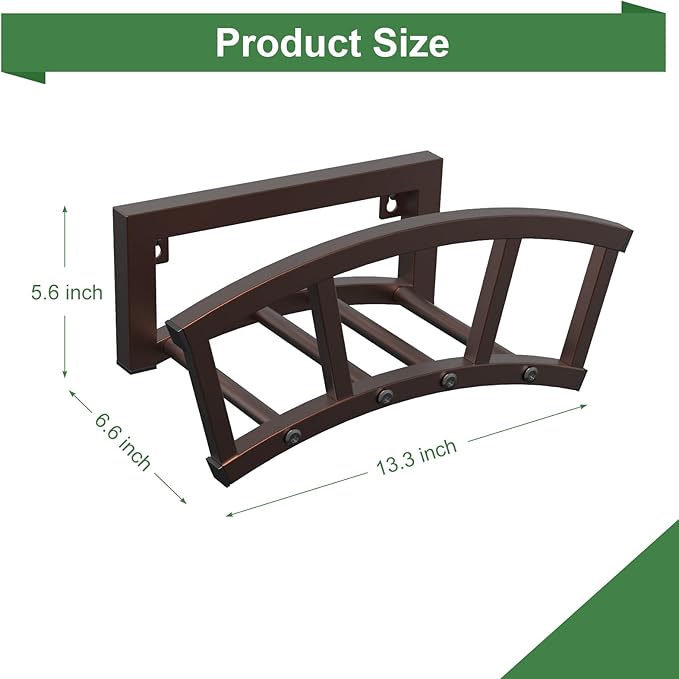 Garden Hose Holder Wall Mounted, Outdoor Heavy Duty Metal Water Hose Holder Hanger Holds 125-ft Water Pipe, Sturdy Detachable Hose Storage Organizer Reel Rack for Outside Garden Lawn Yard Farm, Bronze