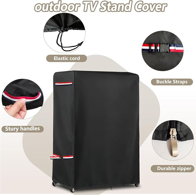 Outdoor TV Cover 53 Inch Weatherproof for 50-55 Inch TV,With Zipper 600D Heavy-Duty Waterproof Outdoor TV Stand Covers,Patio TV Protector Covers for Portable TV Stand On Wheels,53"Lx15"Wx55"H