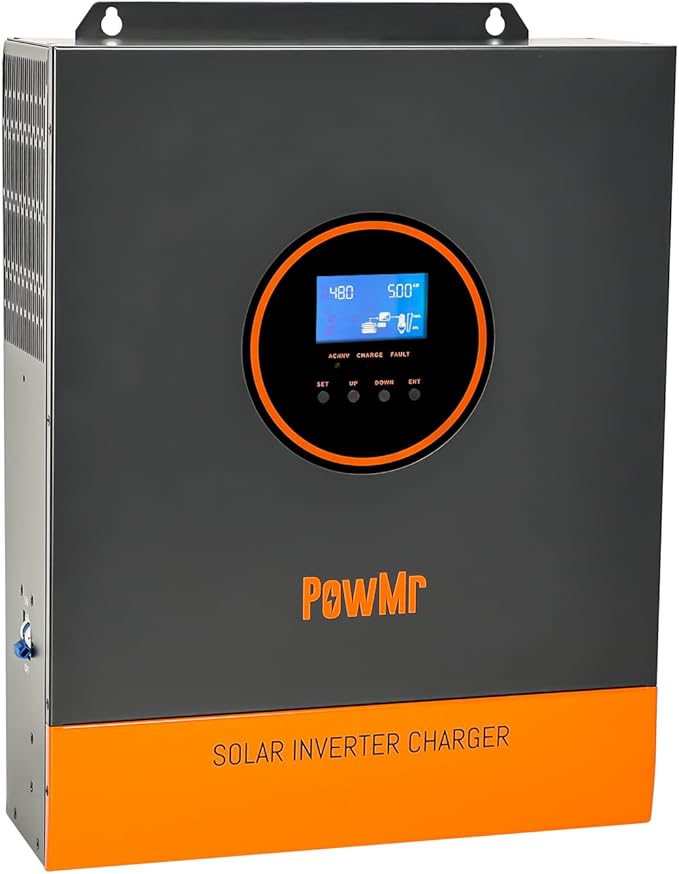 PowMr 5000W Solar Inverter 48V DC to 110V AC, Pure Sine Wave Output with 80A MPPT Charge Controller, Max.PV Input 5500W, 500VDC, fit for 48V Lead-Acid and Lithium Batteries, RV,Off-Grid System