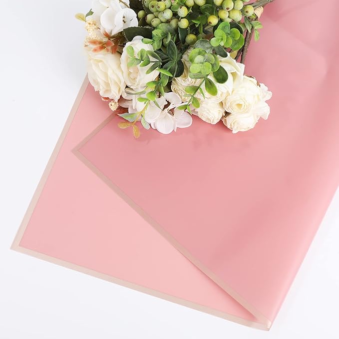 Whaline 120 Pcs Floral Wrapping Paper Folded Flat 12 Colors Gold Edge Waterproof Flowers Florist Bouquet Packaging Paper Colorful Wrapping Supplies for Wedding Birthday Mother's Day Shop DIY Craft