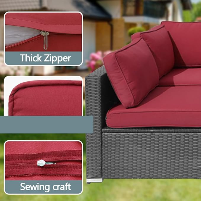 14Pcs Outdoor Cushion Covers Replacement Washable w/Zipper for 6-Seaters Sofa Patio Slipcovers Set Seat and Back Covers Only-23.6x23.6x4inch