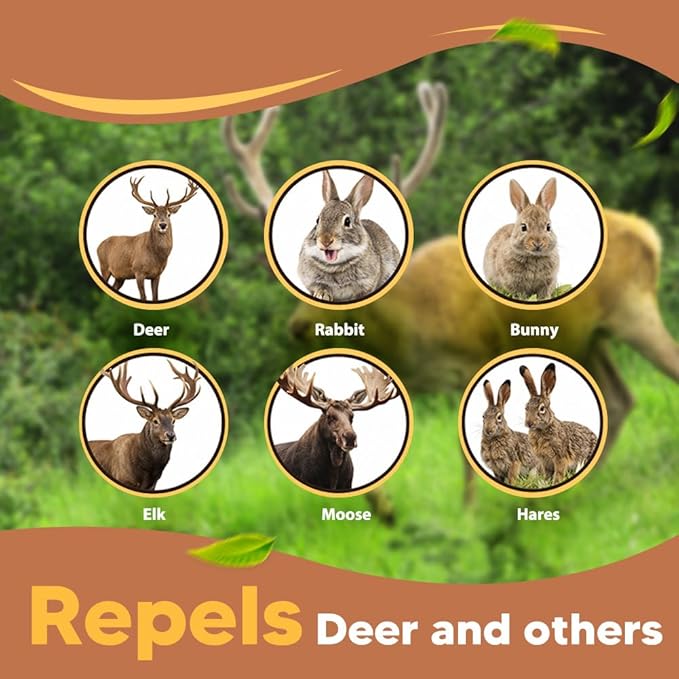 Deer Repellent for Plants, Rabbit Repellent Outdoor, Deer and Rabbit Repellent for Plants, Garden, Trees, Deer Away Safe for People, Pets and Plants, Lasts Up to 60 Days 10 Packs