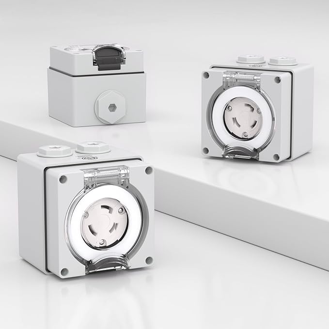 STARELO 30 Amp Locking Female Plug Box NEMA L5-30C Generator Twist Lock Adapter Female Connector,125 Volt,Outdoor dustproof and Weatherproof for generators, Welding Machines, etc.ETL Listed.