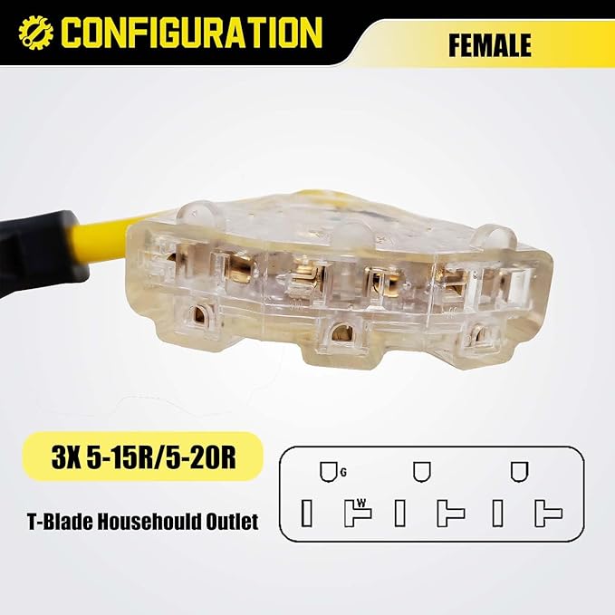 30 Amp to 110 RV Adapter, 30 Amp to 15 Amp Adapter Plug, NEMA TT-30P to 3X 5-15R/5-20R Household Outlets