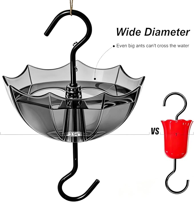 Ant Moat for Hummingbird Feeder, 5 OZ, 4 Pack, Black Umbrella Ant Guard with Large Capacity