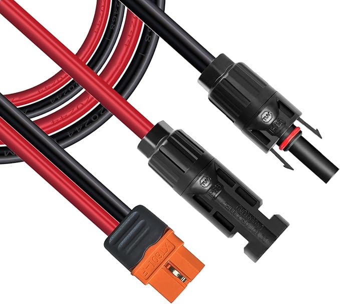 Solar Charge Cable Solar Connector to XT60i Adapter Connector Connecting Solar Panel XT60i-F Extension Cable 12AWG Cable Compatible for Solar Generator Portable Power Station 3m(10FT)
