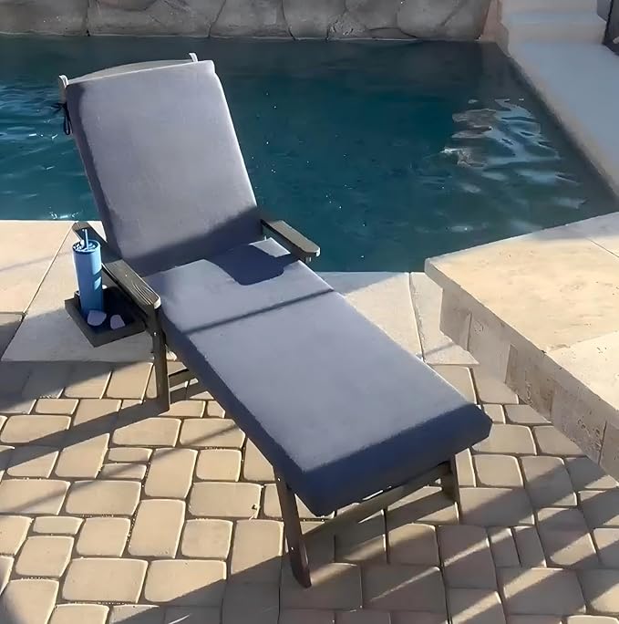 Crestlive Outdoor Chaise Lounge Cushions, Fade Resistant Water Resistant Lounge Chair Cushion, 72''L x 21''W, Set of 2, Sky Blue