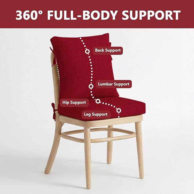 Goodgoods 20"x42" Outdoor Dining Chair Cushion Set of 1 Patio Furniture Cushion Resilient Foam Filling Water-Proof Stain-Resistant UV Resistant Weather Resistant Chairs Couch Sofa Upholstery Chili