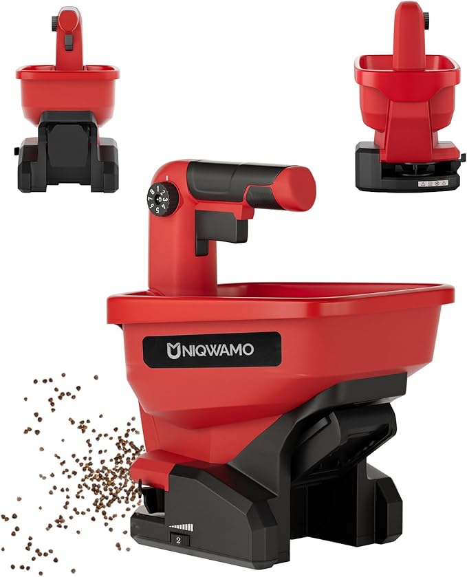Uniqwamo Handheld Grass Seed Spreader Compatible for Milwaukee 18V Li-ion Battery, Available Year-Round, Grass Seeds, Rock Salt (Battery not Included)