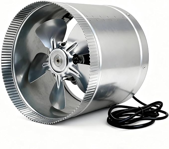 SunStream 6 Inch 240 CFM Inline Booster Duct Fan Ventilation HVAC Exhaust Fan with Low Noise for Basements, Bathrooms, Kitchens and Workshops